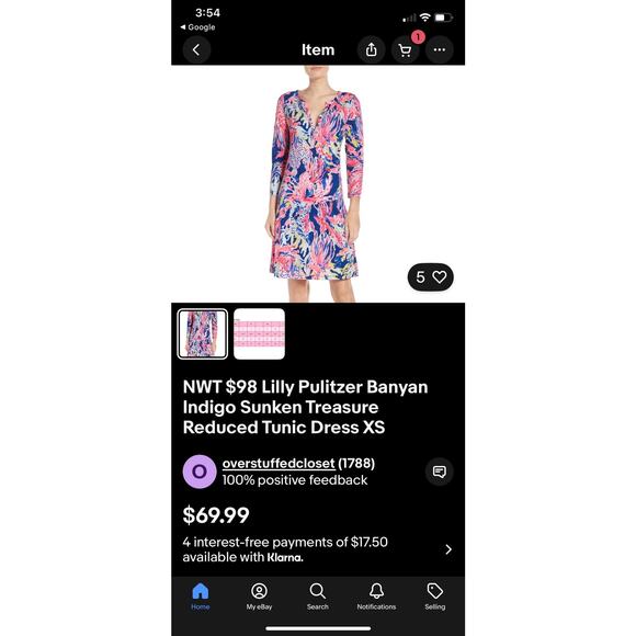 LILLY PULITZER Banyan Indigo Sunken Treasure Dress XS 100% Pima Cotton Preppy - Picture 4 of 7